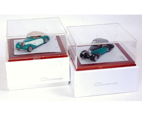 Ilario Models of France 1/43 scale Chromes series saloon group to include No. CHRO 02 Bugatti 5774 Stelvio Gangloff 1939, tog
