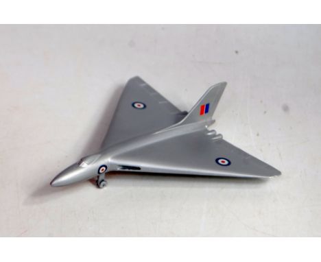 A very rare Dinky Toys No. 749 Avro Vulcan Delta Wing Bomber, comprising silver body with RAF roundels (VG)