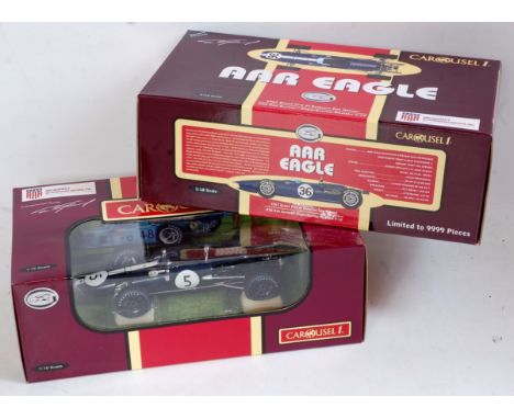 A Carousel 1 1/18 scale boxed Grand Prix Winners diecast group to include No. 4751AAR Eagle 1967 Grand Prix of Belgium Spa Wi