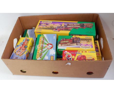 9 various boxed Corgi Classics 1/50 scale Circus and Fairground Release diecast vehicles to include the Showman's Range, Pind