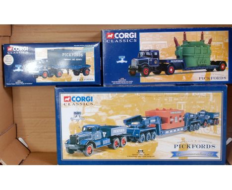 Three various boxed Corgi Classics - Pickfords 1/50 scale diecast heavy haulage vehicles to include ref Nos. 55201, 30501, an