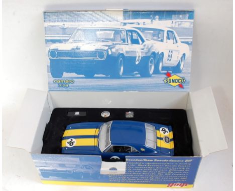 A GMP 1/18 scale limited edition model of a 1967 Camaro 328, model No.13021, finished in team Denske livery, appears as issue