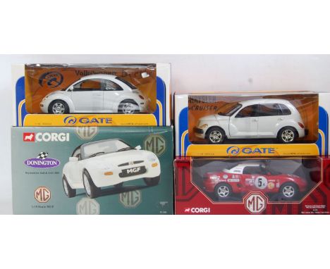 Four various boxed Corgi and Gate miniatures 1/18 scale boxed diecast group to include a Corgi model of an MGF Donington 1995