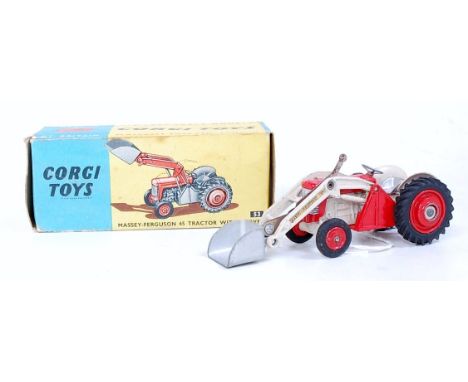 A Corgi Toys No. 67 Ford 5000 Supermajor tractor comprising blue & grey body with grey plastic hubs and driver figure, in the