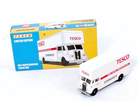 A Corgi Toys 1/76 scale Tesco Guy Pantechnicon delivery van, comprising white and red body in the original box, with certific