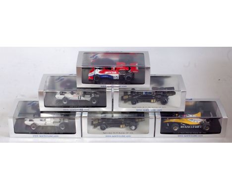 Six various boxed Spark 1/43 scale resin F1 models, all appear as issued to include Nos S1844, S1707, S1843, S3093, S3121, an