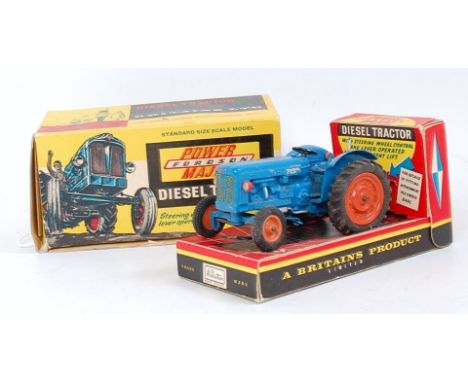 A Britains Farm Series No.172F Fordson Power Major diesel tractor, comprising blue body with orange hubs and orange headlight
