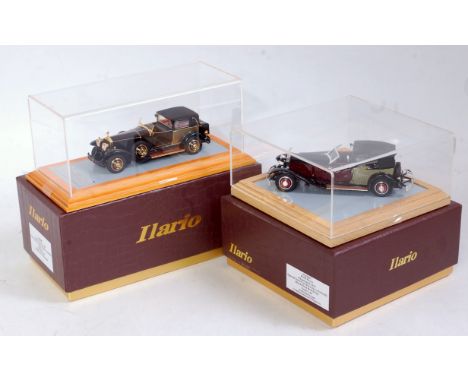 Ilario Models of France 1/43 scale boxed saloon group, two examples to include No. IL43089 Rolls Royce Phantom 1 1929 Riveria