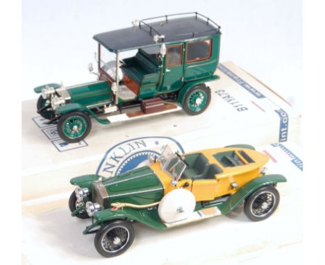 A Franklin Mint 1/24 scale boxed diecast group to include No. 1907 Rolls Royce Silver Ghost and a 1914 Rolls Royce both appea