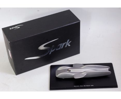 A Spark Models 1.43 scale resin model of a S1034 Mercedes Benz T80 record car 1939 finished in silver in the original black c