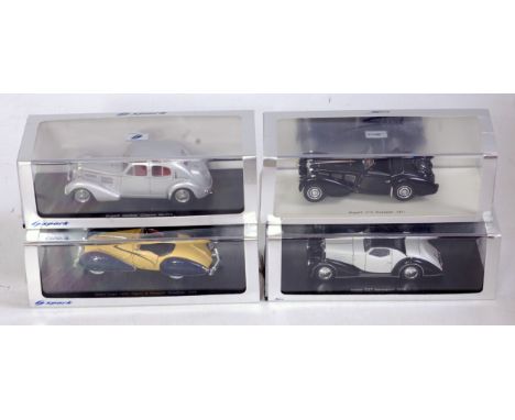 A Spark Models resin 1/43 scale saloon group 4 examples to include a Bugatti Galibier chassis No. 774, Talbot Lago 150C 1939 