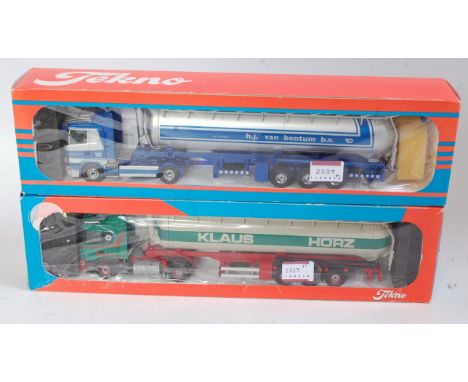 A Tekno 1/50 scale road transport diecast vehicle group to include Klaus Horz tanker and tractor unit, together with an HJ va