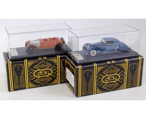 An ABC Deco 1.43 scale diecast and resin Bugatti saloon group to include No. ABC 321 Bugatti  T57 C 1938 Worblaufen, and a AB