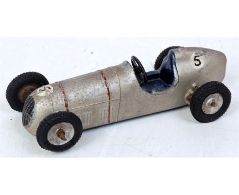 A Scamold Industries diecast model of a No.105 Alta racing car, finished in silver with blue interior and racing No.5, silver