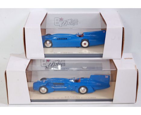 A Bizarre Models 1/43 scale white metal and resin landspeed record car group to include No. BZ093 1933 Bluebird, together wit