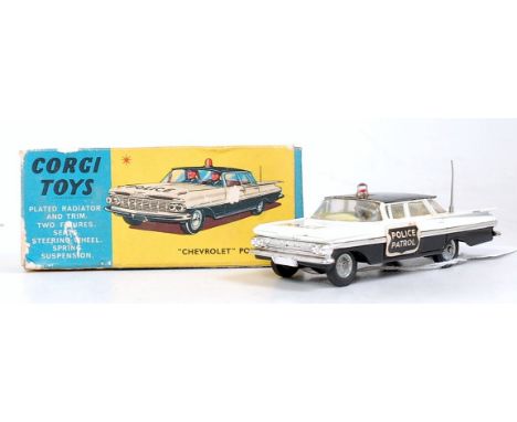 A Corgi Toys boxed emergency services diecast group to include No. 223 Chevrolet State Patrol car (VG,BG), together with a No