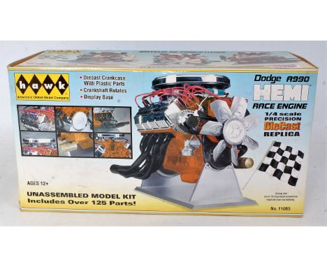 A Hawk 1/4 scale unassembled model kit of a Dodge A990 Hemi race engine, in the original all card box