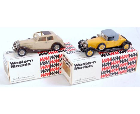 A Western Models 1/43 scale white metal saloon group, two examples to include WMS No. 27X 1926 Rolls Royce Phantom 1, and a W