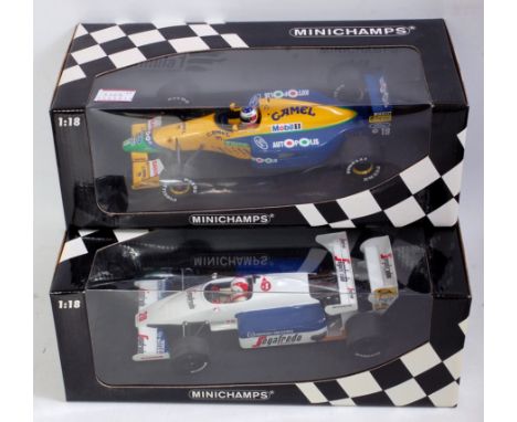 A Minichamps 1/18 scale boxed F1 diecast group two examples to include Benetton Ford B191 Michael Schumacher and a Toleman Ha