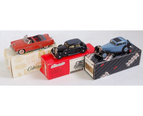 A white metal and diecast 1.43 scale saloon group to include Collector's Classics Mercury 1954, a Somerville Models No. 102 M