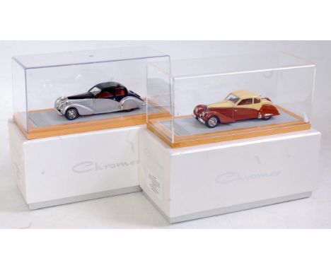 Ilario Models of France 1/43 scale white metal leather and diecast saloon group to include No. 052 Bugatti T57 coach Ventoux 