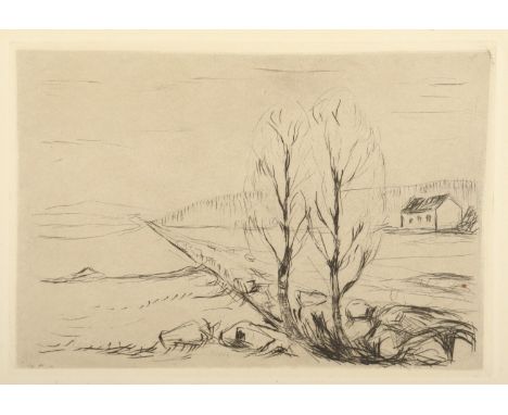 MUNCH, Edvard, "Norwegische Landschaft", 10,5 x 14,5, 1908, aus dem Buch "Die Kunst des Radierens" von Hermann Struck, ungera
