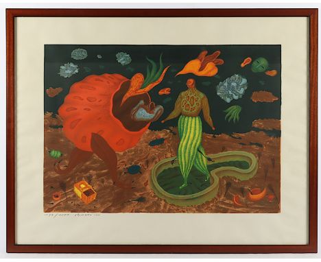 BRAUER, Arik, "Die bunte Welt", Farblithografie, 50 x 71, nummeriert 199/1000, handsigniert, R.