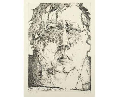 JANSSEN, Horst, "Selbst - glücklich gemütlich", Original-Radierung, 30 x 20,5, nummeriert 134/200, handsigniert und datiert '