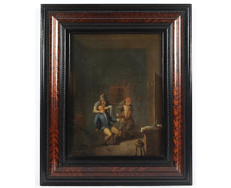 MALER WOHL 17.JH., "Beim Quacksalber", Öl/Lwd., 41 x 31, auf Holz aufgezogen, R.