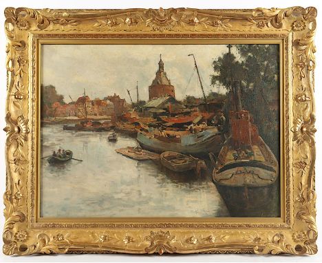 MOLL, Evert (1878-1955), "Ansicht von Enkhuizen", Öl/Lwd., 60 x 80, unten rechts signiert, R.