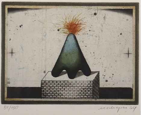 MECKSEPER, Friedrich, "o.T.", Original-Farbradierung, 12 x 16, nummeriert 81/150, handsigniert und datiert '69, R.