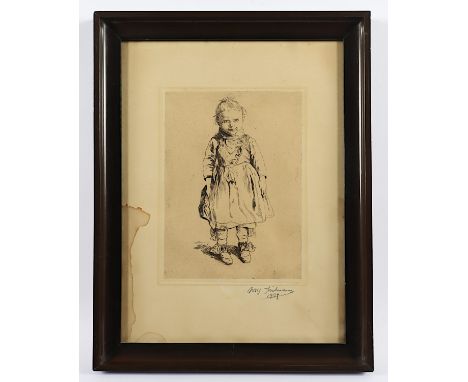THIELMANN, Wilhelm, "Mädchen", Radierung, 23 x 17, handsigniert und datiert 1907, besch., R.