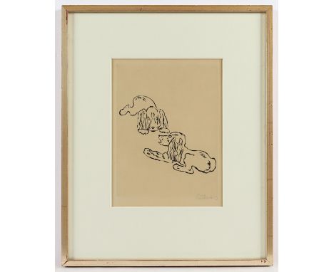 SINTENIS, Renée, "Zwei Hundewelpen", Original-Radierung, 22 x 16,5, handsigniert, R.