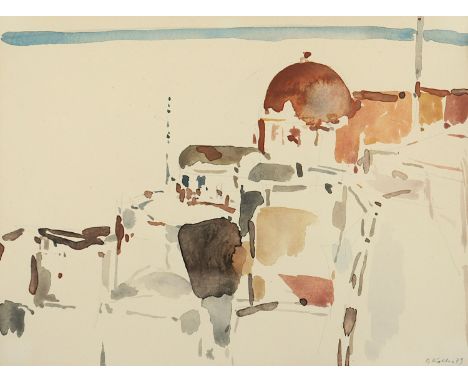 KOLLER, Oskar, "Santorin", Aquarell/Papier, 28,5 x 38, unten rechts signiert und datiert '79, R.