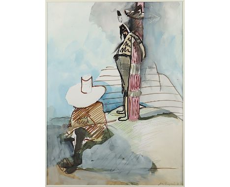 ANZINGER, Siegfried, "o.T.", Aquarell und Bleistift/Karton, 39 x 29,5, unten rechts handsigniert und datiert '09, R.