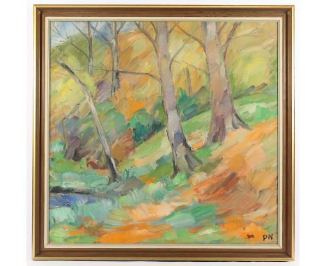 NICOLAISEN, Peter (1894-1989), "Waldlandschaft", Öl/Nessel, 79 x 81, unten rechts monogrammiert, R.