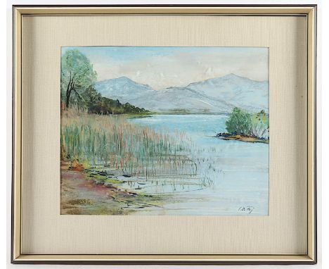 FEY, Carl Otto (1894-1971), "Chiemseelandschaft", Mischtechnik/Papier, 35 x 43 (Passepartoutausschnitt), unten rechts signier
