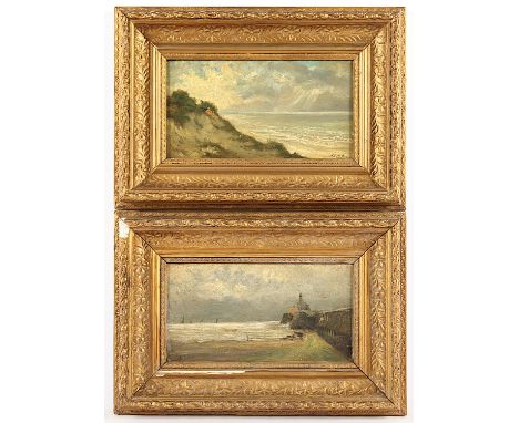 DILLENS, Albert (1844-1915), "Paar Küstenlandschaften", Öl/Holz, 13 x 24,5, besch., jeweils signiert, R.