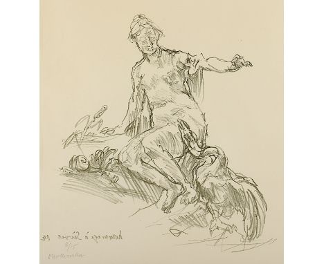 KOKOSCHKA, Oskar, "Leda mit dem Schwan", Original-Lithografie, ca. 36 x 32, nummeriert 8/15, handsigniert, R.
