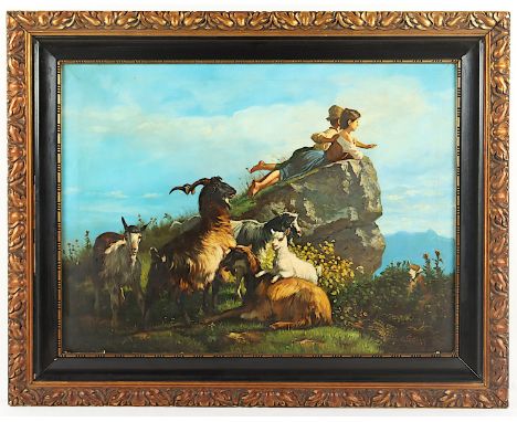 PALIZZI, Giuseppe (1812-1888), "Alpenidylle", Öl/Lwd., 65 x 88, besch. und rest., unten rechts signiert, R.