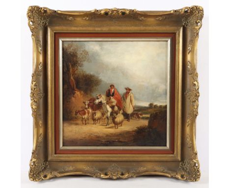 SHAYER, William (1811-1892), "Bauernpaar mit Vieh", Öl/Lwd., 30,5 x 30,5, besch., unten links signiert, R.