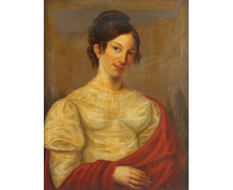 PORTRAITMALER UM 1830, "Bildnis der Mariane Dorothea Madelung (1789-1845)", Öl/Lwd., 77,5 x 59,5, R.