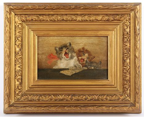 SPERLICH, Sophie (1863-1906), in der Art von, "Drei Kätzchen", Öl/Holz, 13,5 x 20, besch., R.