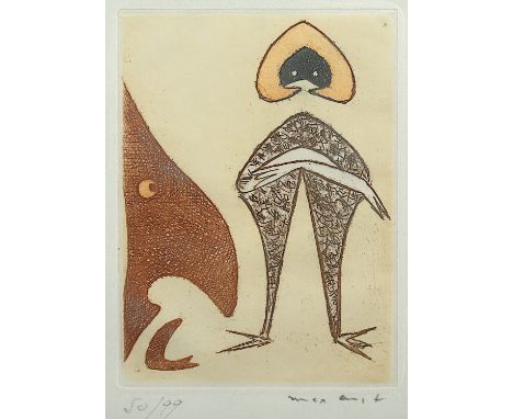 ERNST, Max, "Le chapeau rouge", Original-Farbradierung, 12 x 9, nummeriert 50/99, handsigniert, 1949, WV Spies/Leppien 31 A, 