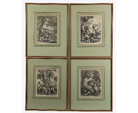 VIER RADIERUNGEN, "Bacchanal", von Michel Dorigny (1617-1665), 26,5 x 19,5, Mariette ecxudit, R.