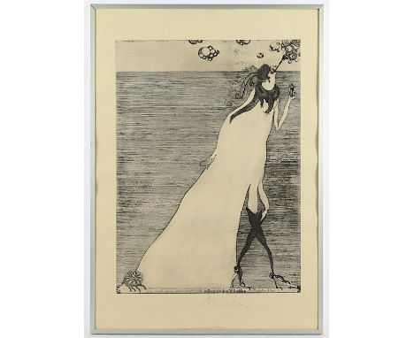 SCHINDEHÜTTE, Ali, "Die Dame mit dem Hündchen", Original-Radierung, 54 x 40, nummeriert 16/66, handsigniert und datiert '68, 