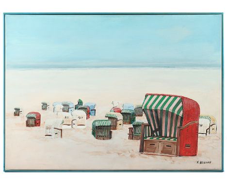 BELUHAN, N., "Strandkörbe", Öl/Lwd., 50 x 70, unten rechts signiert, R.
