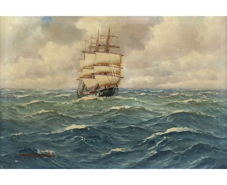 JENSEN, Alfred (1859-1935), "Seestück", Öl/Lwd., 54 x 80, unten links signiert, R.
