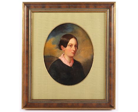 PORTAITMALER E.19.JH., "Bildnis einer Frau", Öl/Lwd., 16,5 x 13 (Passepartoutausschnitt), R.