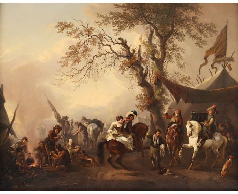 WOUWERMAN, Pieter (1623-1682), zugeschrieben, "Szene aus dem 30-jährigen Krieg", Öl/Holz, 38 x 47,5, R.